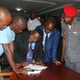 Cameroonian Anglophone activist leaders prepare to leave prison in Yaounde, on, Sept. 1.